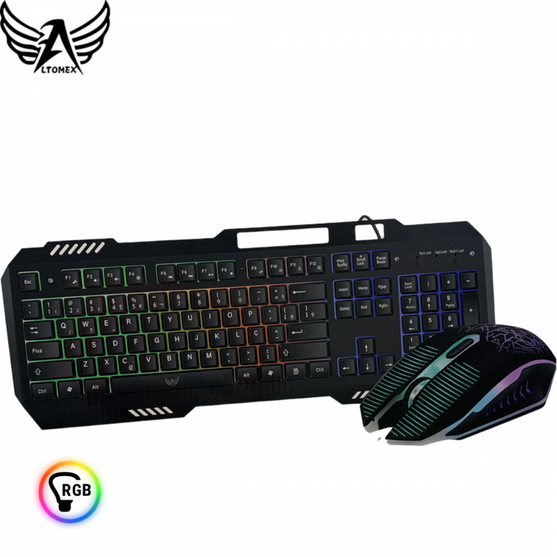 Kit Teclado e Mouse Game Semi Mecânico Altomex A-638