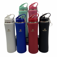 Garrafa Squeeze 600 ml Aço Inox Academia com Canudo Logo Stan.