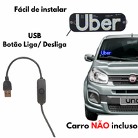 Placa Painel Letreiro Luminoso LED USB Uber Vidro Parabrisa AL-1138 / KA-1129
