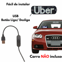 Placa Painel Letreiro Luminoso LED USB Uber Vidro Parabrisa AL-1138 / KA-1129