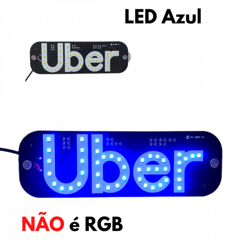 Placa Painel Letreiro Luminoso LED USB Uber Vidro Parabrisa AL-1138 / KA-1129