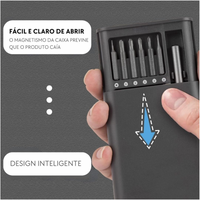 Kit de Chave de Fenda Magnética Portátil Multifuncional 24pcs com Ferramentas de Alça Removíveis 6024A
