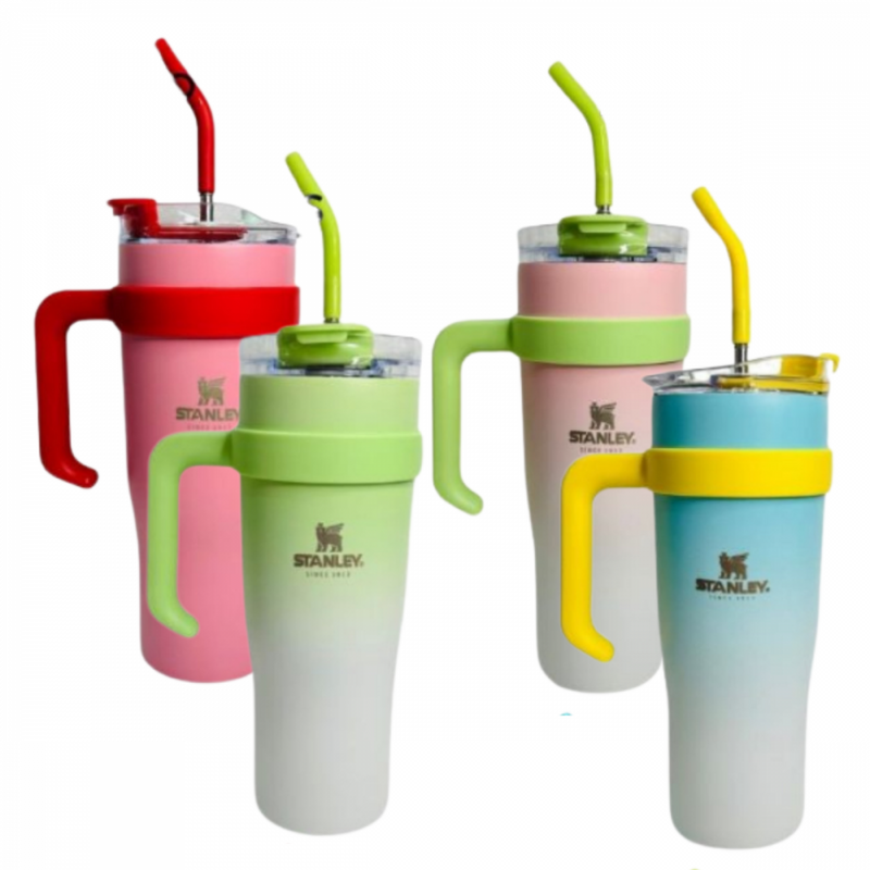 Copo Térmico Garrafa em Aço Inox 1,2 Litros Com Tampa e Canudo Logo STAN