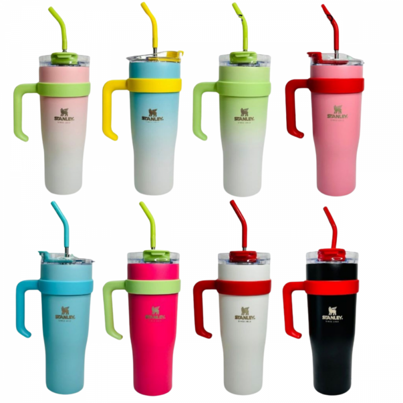 Copo Térmico Garrafa em Aço Inox 1,2 Litros Com Tampa e Canudo Logo STAN