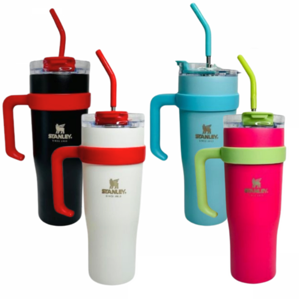 Copo Térmico Garrafa em Aço Inox 1,2 Litros Com Tampa e Canudo Logo STAN