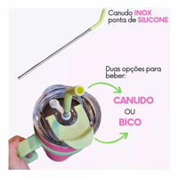 Copo Térmico Garrafa em Aço Inox 1,2 Litros Com Tampa e Canudo Logo STAN