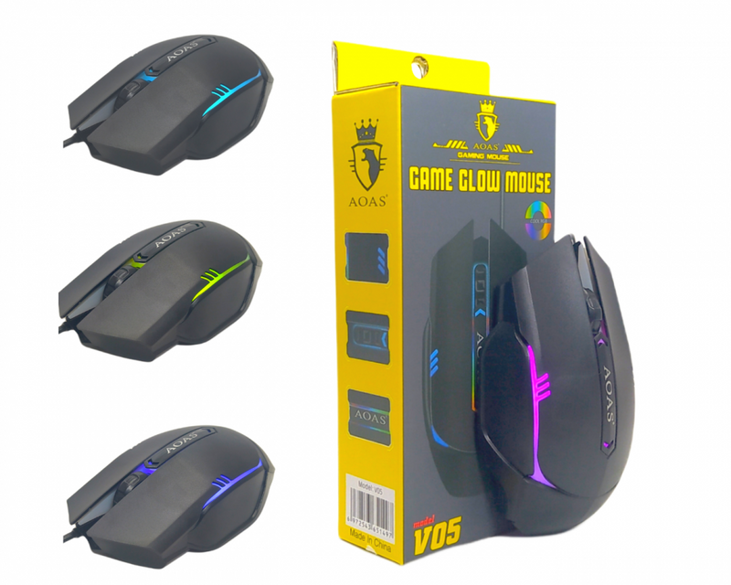 Mouse Gamer V05 Rgb Dpi 1200 Pró Antislip Scroll Ergonomico