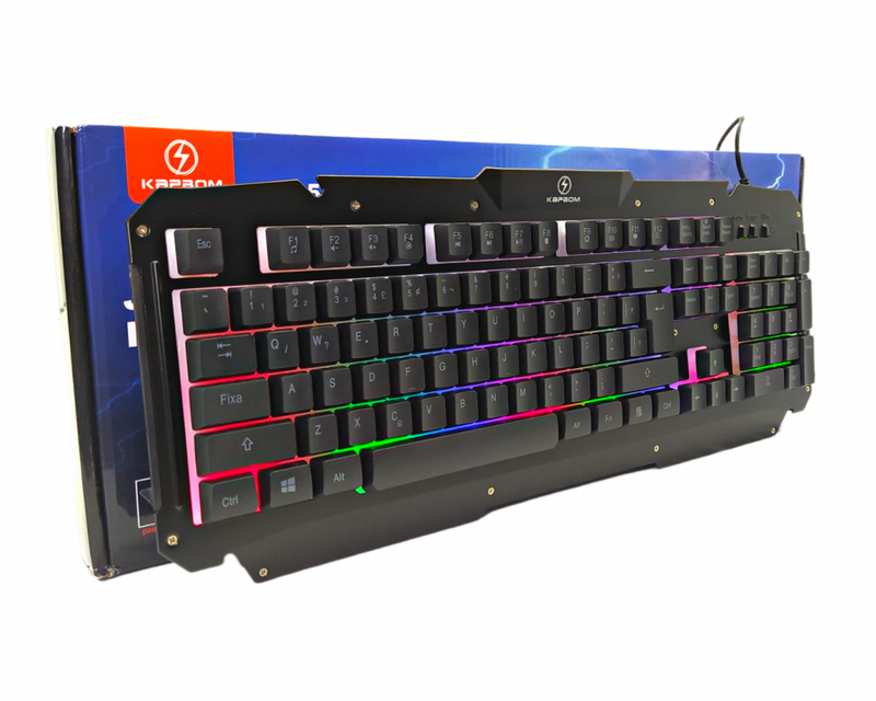 Teclado Qwert Kapbom Iluminado Rgb Com Fio Usb K656 Gamer