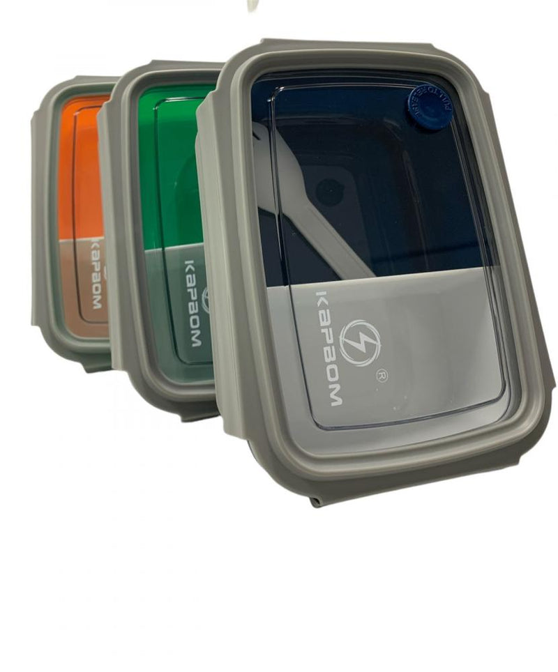 Vasilha de Plastico Tipo Marmita com divisora e Garfo - Kapbom