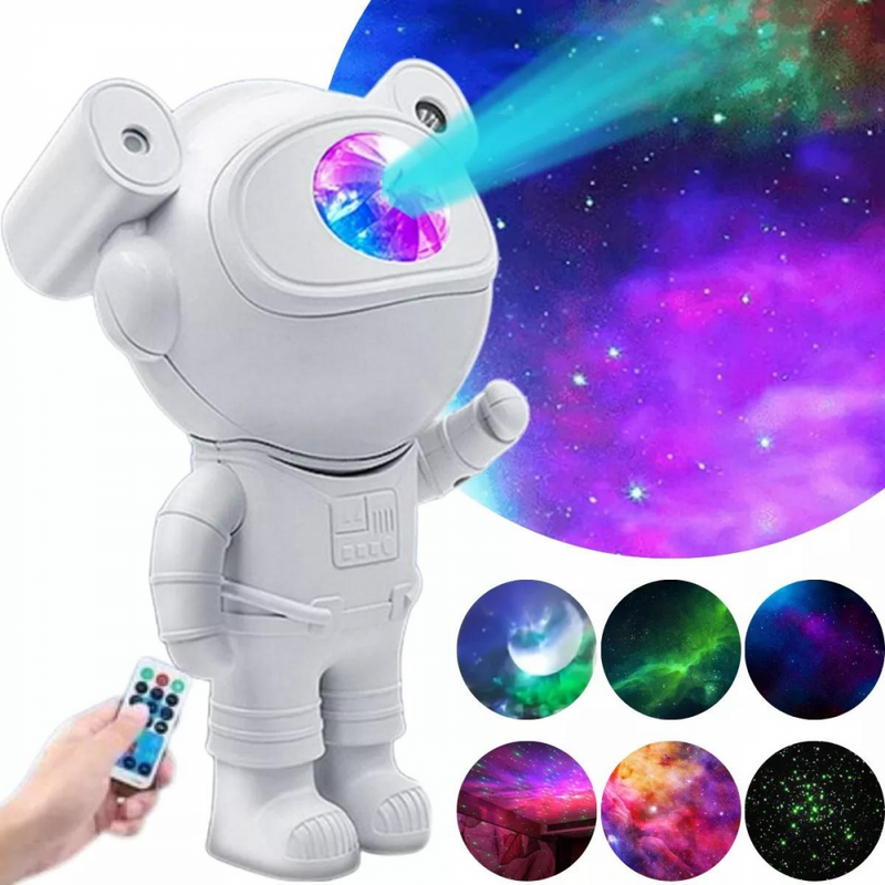 Projetor luminária astronauta caixa de som bluetooth galáxia estrelas