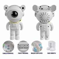 Projetor luminária astronauta caixa de som bluetooth galáxia estrelas