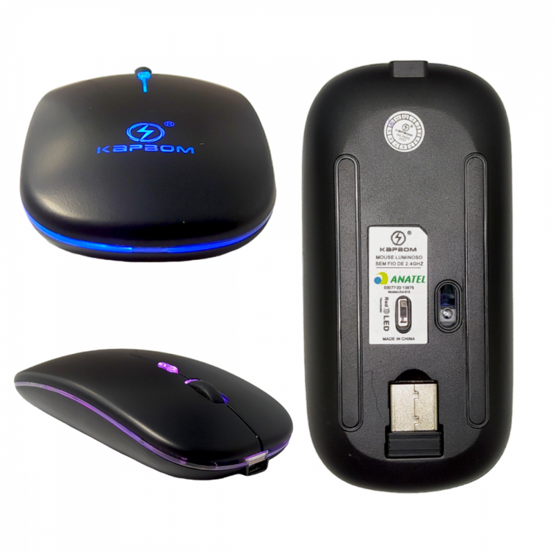 Mouse RGB Sem Fio de 2.4GHz Kapbom KA-618