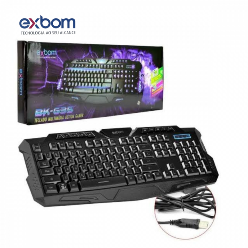 Teclado Gamer Multimídia Exbom BK-G35