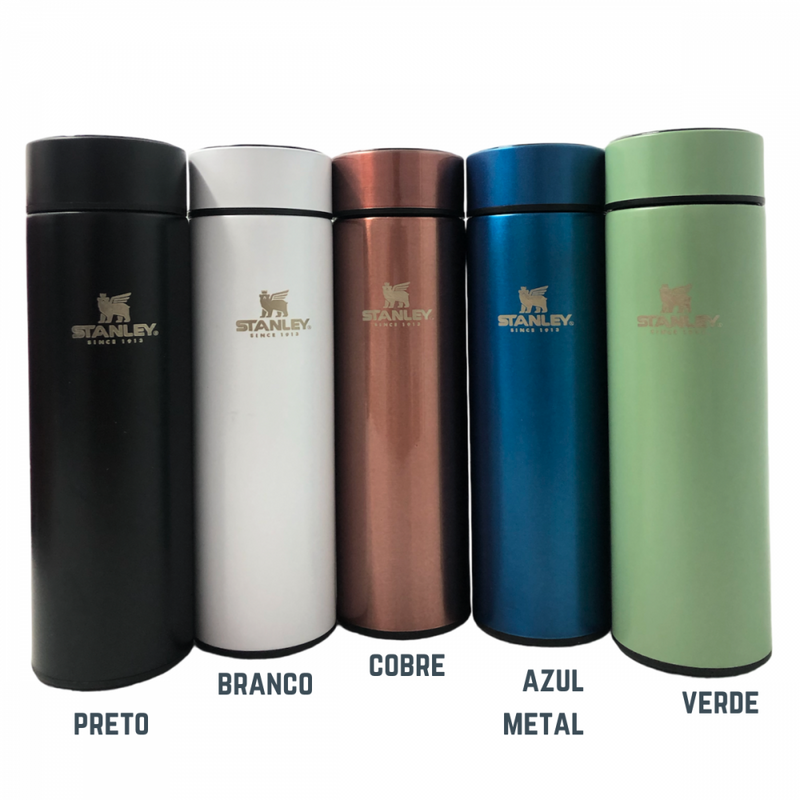 Garrafa Térmica Inteligente Inox 500 Ml com Medidor de Temperatura Logo Stan