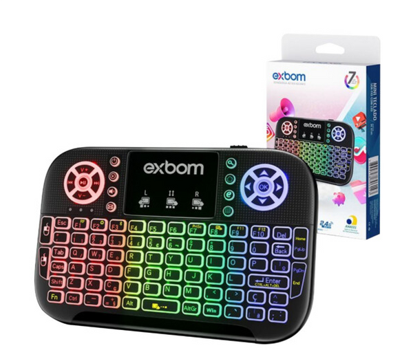 Mini Teclado LED Bluetooth Wireless Receptor USB Exbom BK-BTi8S