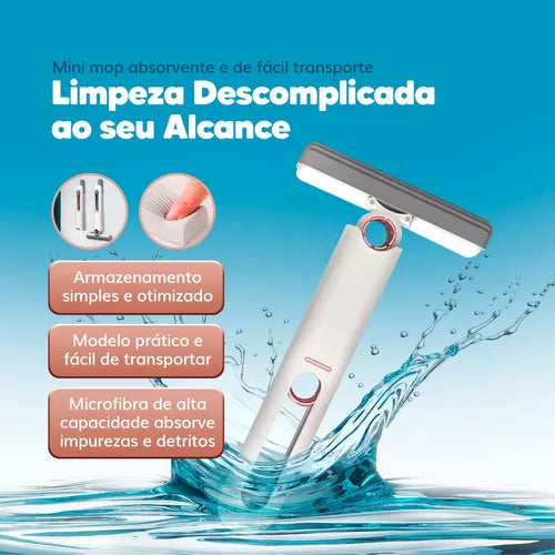Mini Mop Esfregão Limpeza Dobrável Portátil Rodinho Mágico