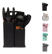 Kit 19 Conjunto Utensílios Facas silicones +Tabua De Cortar 19pç