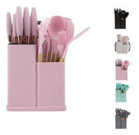 Kit 19 Conjunto Utensílios Facas silicones +Tabua De Cortar 19pç