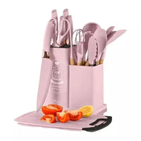 Kit 19 Conjunto Utensílios Facas silicones +Tabua De Cortar 19pç