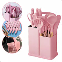 Kit 19 Conjunto Utensílios Facas silicones +Tabua De Cortar 19pç