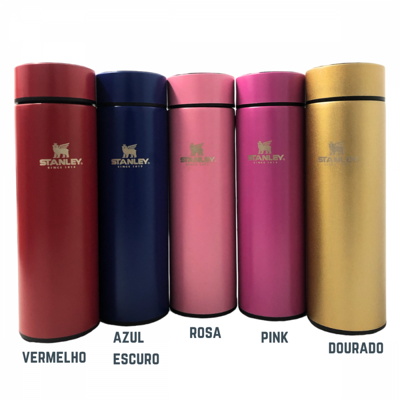 Garrafa Térmica Inteligente Inox 500 Ml com Medidor de Temperatura Logo Stan