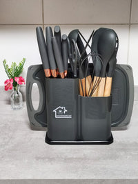 Kit 19 Conjunto Utensílios Facas silicones +Tabua De Cortar 19pç