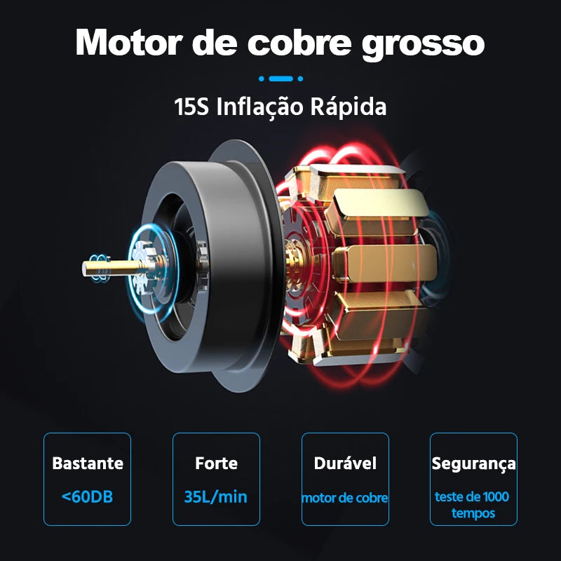Compressor de ar Digital portátil - Para bicicleta carro E-Ace Bomba inflável sem fio