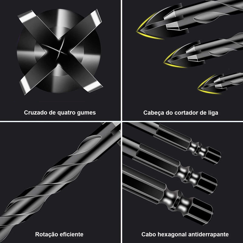 Broca de liga  7 peças - Perfurações precisas em diversos materiais