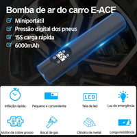 Compressor de ar Digital portátil - Para bicicleta carro E-Ace Bomba inflável sem fio