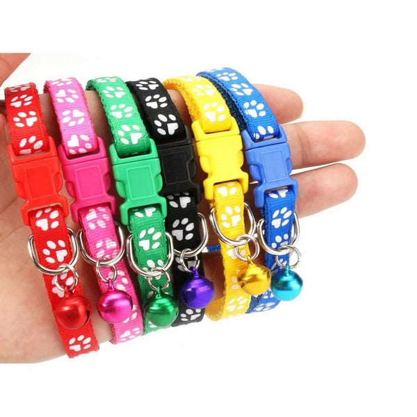 Coleiras para cães e gatos pequenos ajustáveis c/ guizo