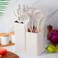 Kit 19 Conjunto Utensílios Facas silicones +Tabua De Cortar 19pç