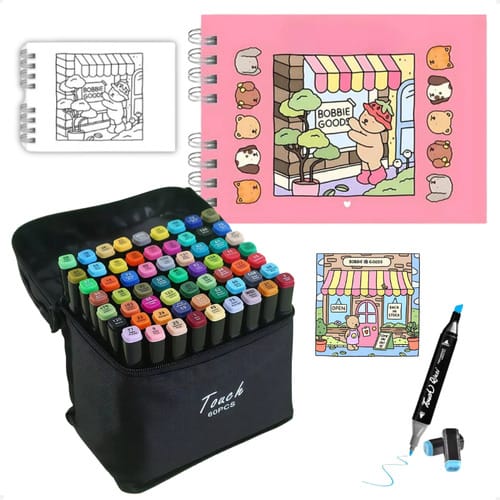 Kit Livro de Colorir Bobbie Goods + Canetinha 48 cores Envio Imediato