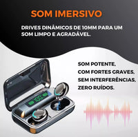 Fone de Ouvido M10 Bluetooth com Case de Carregamento LED Digital e Power Bank