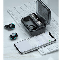Fone de Ouvido M10 Bluetooth com Case de Carregamento LED Digital e Power Bank